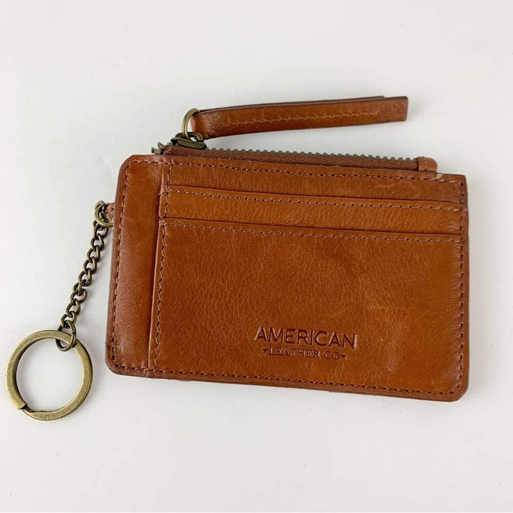 American Leather Co Portland Wallet Keychain Card Holder Brown